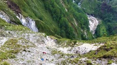 The jeep fell 600-metre into gorge in Hokara village (HT Photo) The jeep fell 600-metre into gorge in Hokara village (HT Photo)