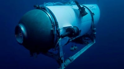 This undated image provided by OceanGate Expeditions in June 2021 shows the company's Titan submersible. (AP) This undated image provided by OceanGate Expeditions in June 2021 shows the company's Titan submersible. (AP)