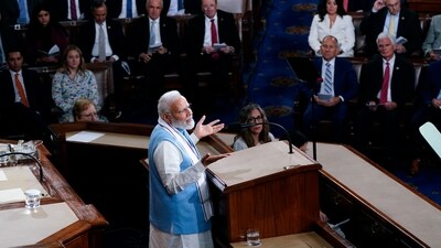 India's Prime Minister Narendra Modi addresses a joint meeting of Congress, at the Capitol in Washington, Thursday, June 22, 2023. (AP Photo/J. Scott Applewhite) (AP) India's Prime Minister Narendra Modi addresses a joint meeting of Congress, at the Capitol in Washington, Thursday, June 22, 2023. (AP Photo/J. Scott Applewhite) (AP)