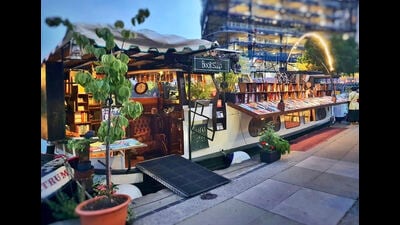 Word on the Water is a bookstore in a 1920s Dutch barge on Regent’s Canal. It’s moored at Granary Square in London. (Courtesy Word on the Water) Word on the Water is a bookstore in a 1920s Dutch barge on Regent’s Canal. It’s moored at Granary Square in London. (Courtesy Word on the Water)