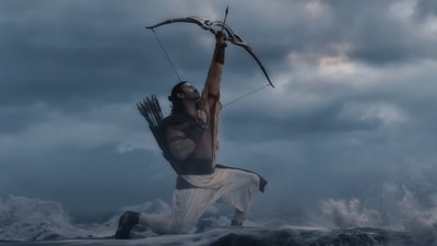 Prabhas as Raghava in a still from Adipurush. Prabhas as Raghava in a still from Adipurush.