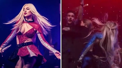 Ava Max was slapped by a man who hopped onstage during a recent concert. Ava Max was slapped by a man who hopped onstage during a recent concert.