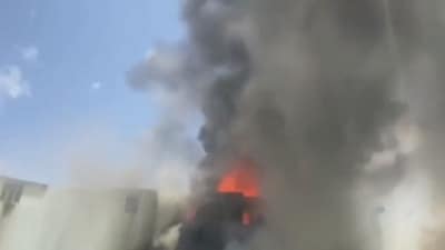 Smoke billows from furniture godown in Gujarat's Rajkot.