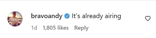 Andy Cohen's comment on Gary Janetti's post. Andy Cohen's comment on Gary Janetti's post.