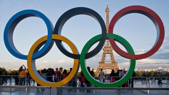 The Olympic rings set up in Paris, France (AP)