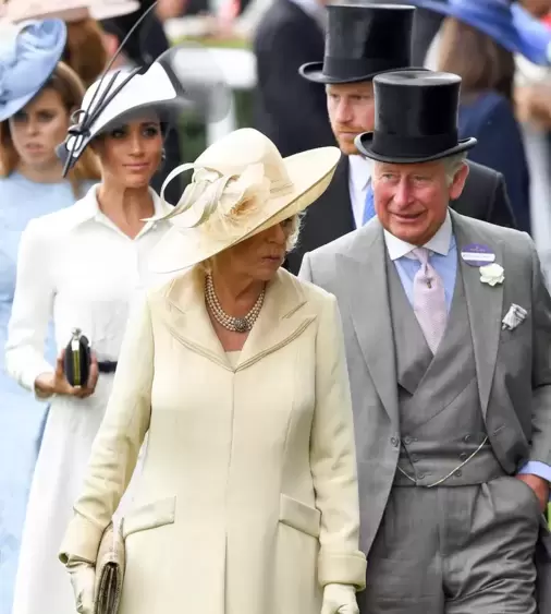 Queen Camilla in Prince Harry and Meghan's wedding. Queen Camilla in Prince Harry and Meghan's wedding.