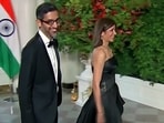 Alphabet CEO Sunder Pichai along with his wife Anjali Pichai arrives to attend the State Dinner at the White House in Washington DC, on Thursday. (ANI Photo) Alphabet CEO Sunder Pichai along with his wife Anjali Pichai arrives to attend the State Dinner at the White House in Washington DC, on Thursday. (ANI Photo)