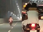 Couple doing PDA on a moving bike. Couple doing PDA on a moving bike.