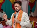 Union Minister Anurag Thakur addresses a meeting in Mumbai, Tuesday.