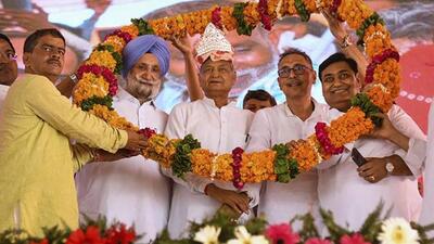 Addressing media persons in Bharatpur, Gehlot lashed out at the BJP over the country’s situation. (PTI photo)
