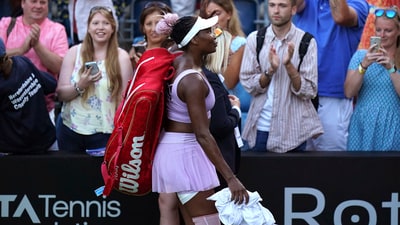 Venus Williams of the U.S. leaves the court after losing against Latvia's Jeļena Ostapenko during the Women's Singles Round of 16 match (AP) Venus Williams of the U.S. leaves the court after losing against Latvia's Jeļena Ostapenko during the Women's Singles Round of 16 match (AP)