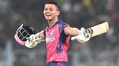 Rajasthan Royals player Yashasvi Jaiswal gesture after winning the match against Kolkata Knight Riders (Hindustan Times) Rajasthan Royals player Yashasvi Jaiswal gesture after winning the match against Kolkata Knight Riders (Hindustan Times)
