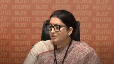 Union minister Smriti Irani addressed a press meet on Friday.
