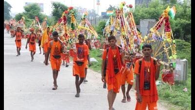 Kanwar Yatra is taken out in Uttar Pradesh every year during the holy Shravan month. (HT file)