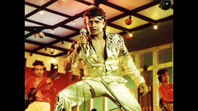 Mithun Chakraborty in Disco Dancer (Film still) Mithun Chakraborty in Disco Dancer (Film still)