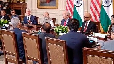 Prime Minister Narendra Modi and President Joe Biden in a meeting with American and Indian business leaders at the White House, Washington, Friday, (PTI) Prime Minister Narendra Modi and President Joe Biden in a meeting with American and Indian business leaders at the White House, Washington, Friday, (PTI)