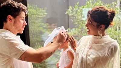 Priyanka Chopra and Nick Jonas make Malti try her first fascinator for Royal Ascot. (Instagram) Priyanka Chopra and Nick Jonas make Malti try her first fascinator for Royal Ascot. (Instagram)
