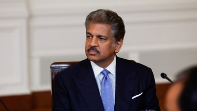 Anand Mahindra, chairman of Mahindra Group, looks on during a meeting with US President Joe Biden, Prime Minister Narendra Modi along with other CEOs.&nbsp; (REUTERS)