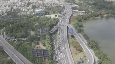 Drone cameras monitor traffic congestions in Bengaluru. (Screengrab from a video) (Twitter) Drone cameras monitor traffic congestions in Bengaluru. (Screengrab from a video) (Twitter)