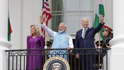 PM Narendra Modi with President Joe Biden and First Lady Dr Jill Biden.