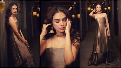 Aditi Rao Hydari is renowned for her elegant and sophisticated appearance. Her ethnic fashion choices consistently inspire fashion enthusiasts. Whether she adorns a breathtaking saree or a lavish anarkali, Aditi effortlessly shines in every outfit. Her recent appearance in a metallic-sleeved kurta is no different, captivating her followers and leaving us mesmerised. (Instagram/@sanamratansi) Aditi Rao Hydari is renowned for her elegant and sophisticated appearance. Her ethnic fashion choices consistently inspire fashion enthusiasts. Whether she adorns a breathtaking saree or a lavish anarkali, Aditi effortlessly shines in every outfit. Her recent appearance in a metallic-sleeved kurta is no different, captivating her followers and leaving us mesmerised. (Instagram/@sanamratansi)
