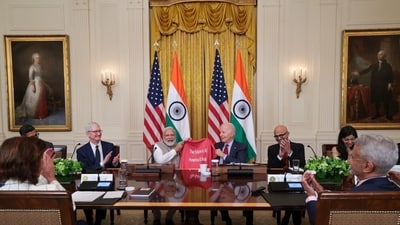 PM Narendra Modi and US president Joe Biden Hi-Tech Handshake event at White House PM Narendra Modi and US president Joe Biden Hi-Tech Handshake event at White House