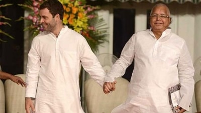 RJD chief Lalu Prasad Yadav and Congress leader Rahul Gandhi. (File)