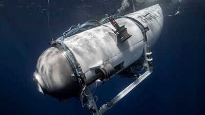 The Titan submersible, operated by OceanGate Expeditions to explore the wreckage of the sunken Titanic off the coast of Newfoundland dives in an undated photograph. (via REUTERS/file)