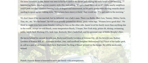 This obituary went viral. (Pulaski Funeral Home)