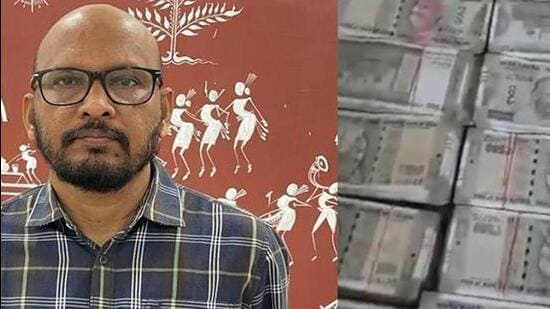 Six cartons of ₹500 currency notes were seized from the house state official Prashant Rout (HT Photo)