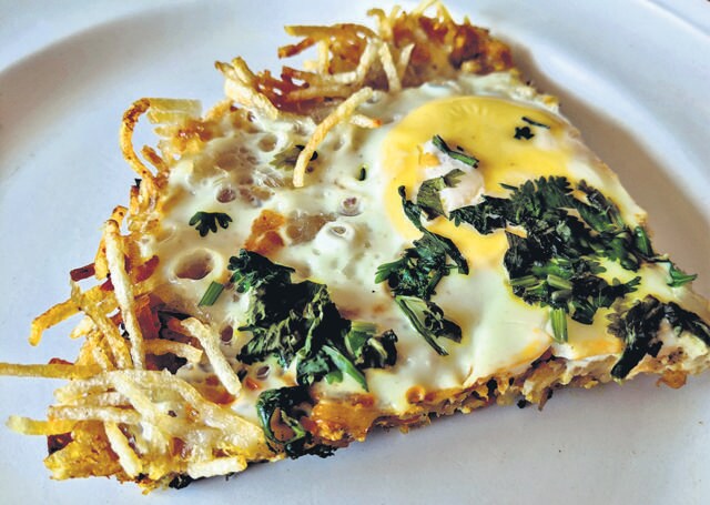 The Parsi Papeta Par Eedu, which can also be made with fried potato gratings, as Salli Par Eedu. (Roxanne Bamboat) The Parsi Papeta Par Eedu, which can also be made with fried potato gratings, as Salli Par Eedu. (Roxanne Bamboat)
