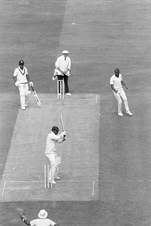 West Indies opener Gordon Greenidge leaves a Balwinder Singh Sandhu delivery only to see it nip back and take his stumps during the 1983 World Cup final at Lord’s. (Getty Images)