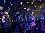 Performers celebrate at the finish of the Mahu Magic drag show at the Western Regional Native Hawaiian Convention, Tuesday, June 20, 2023, in Las Vegas. Performers celebrate at the finish of the Mahu Magic drag show at the Western Regional Native Hawaiian Convention, Tuesday, June 20, 2023, in Las Vegas.