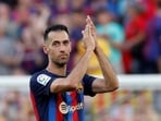 fC Barcelona's Sergio Busquets applauds fans as he is substituted during his last match for FC Barcelona at Camp Nou