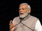 Prime Minister Narendra Modi addressing the Indian diaspora at Ronald Reagan Center.
