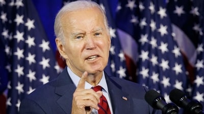 US President Joe Biden speaks during an event. (Bloomberg) US President Joe Biden speaks during an event. (Bloomberg)