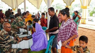 Many women and children have had to flee their burnt homes as the violence spread, trudging through jungles to reach refugee camps. (PTI)