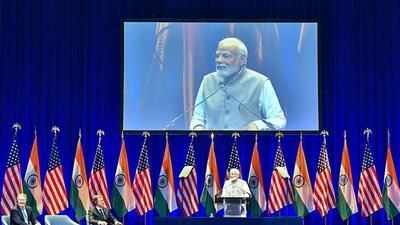 Prime Minister Narendra Modi addresses the US-India Strategic Partnership Forum (USISPF) event in Washington DC on Friday. (ANI) Prime Minister Narendra Modi addresses the US-India Strategic Partnership Forum (USISPF) event in Washington DC on Friday. (ANI)