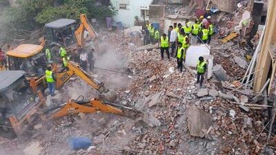 Sadhna Housing Colony building in Jamnagar collapsed on Friday (Twitter Photo) Sadhna Housing Colony building in Jamnagar collapsed on Friday (Twitter Photo)