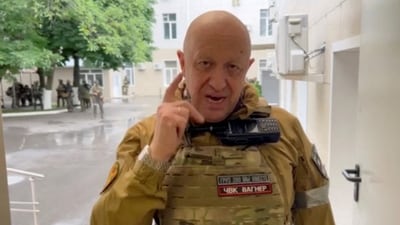 Founder of Wagner private mercenary group Yevgeny Prigozhin speaks inside the headquarters of the Russian southern army military command center, which is taken under control of Wagner PMC, according to him, in the city of Rostov-on-Don, Russia in this still image taken from a video released. (via REUTERS)