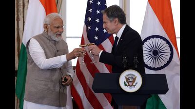 US Secretary of State Antony Blinken with Prime Minister Narendra Modi during a luncheon at the Department of State. (Getty Images via AFP) US Secretary of State Antony Blinken with Prime Minister Narendra Modi during a luncheon at the Department of State. (Getty Images via AFP)