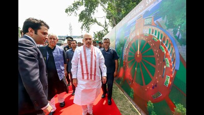 Union home minister Amit Shah at Pratap Park in Srinagar on Saturday. (ANI) Union home minister Amit Shah at Pratap Park in Srinagar on Saturday. (ANI)