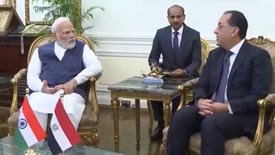 PM Modi holds talks with his counterpart Mostafa Madbouly in Cairo on Saturday. (ANI) PM Modi holds talks with his counterpart Mostafa Madbouly in Cairo on Saturday. (ANI)