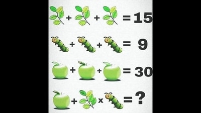 Brain Teaser: Can you solve the last row of this puzzle? (Twitter/@math_puzzless) Brain Teaser: Can you solve the last row of this puzzle? (Twitter/@math_puzzless)