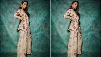 In the post, the actress can be seen wearing a mesmerizing fusion ensemble, blending Indian and Western elements, sourced from the renowned fashion brand Vaishali S Couture. (Instagram/@rakulpreet) In the post, the actress can be seen wearing a mesmerizing fusion ensemble, blending Indian and Western elements, sourced from the renowned fashion brand Vaishali S Couture. (Instagram/@rakulpreet)