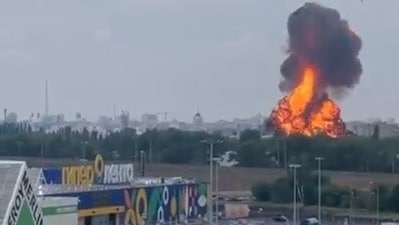 Helicopters attack oil depot in Russia's Voronezh (Source: @BNONews) Helicopters attack oil depot in Russia's Voronezh (Source: @BNONews)