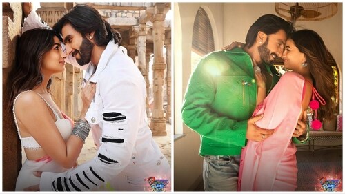 Alia Bhatt and Ranveer Singh in stills from Rocky Aur Rani Kii Prem Kahaani. Alia Bhatt and Ranveer Singh in stills from Rocky Aur Rani Kii Prem Kahaani.