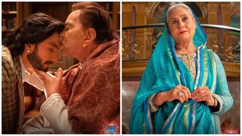 Ranveer Singh, Dharmendra and Jaya Bachchan in stills from Rocky Aur Rani Kii Prem Kahaani. Ranveer Singh, Dharmendra and Jaya Bachchan in stills from Rocky Aur Rani Kii Prem Kahaani.