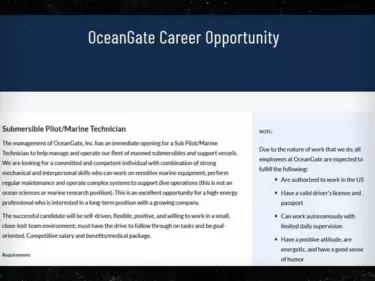 Job posting by OceanGate. (OceanGate) Job posting by OceanGate. (OceanGate)