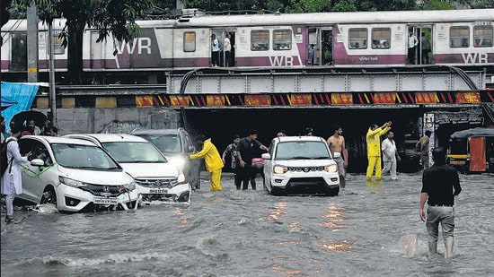 Mumbai, India - June 24, 2023 : Water logging in a Subway due to Heavy Rain at Andheri, in Mumbai, India, on Saturday, June 24, 2023. (Photo by Vijay Bate/HT Photo)